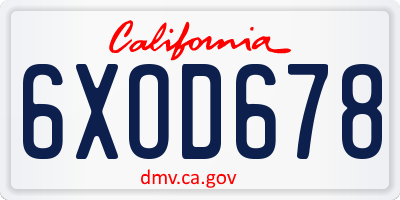 CA license plate 6XOD678