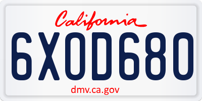 CA license plate 6XOD680