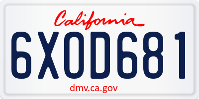 CA license plate 6XOD681