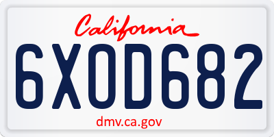 CA license plate 6XOD682