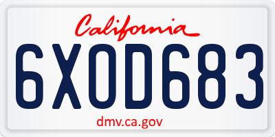 CA license plate 6XOD683