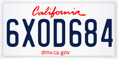 CA license plate 6XOD684