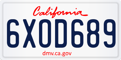 CA license plate 6XOD689
