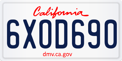 CA license plate 6XOD690