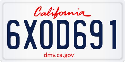 CA license plate 6XOD691