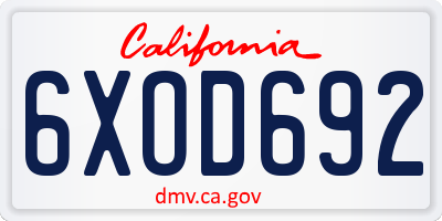 CA license plate 6XOD692