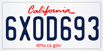CA license plate 6XOD693