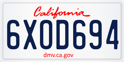 CA license plate 6XOD694