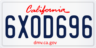 CA license plate 6XOD696