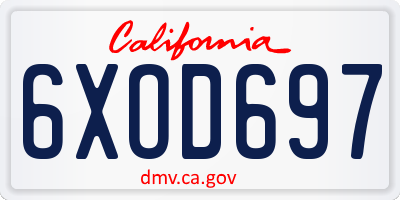 CA license plate 6XOD697