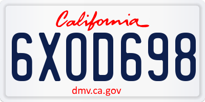 CA license plate 6XOD698