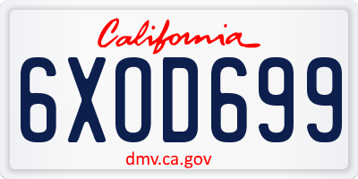 CA license plate 6XOD699