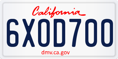 CA license plate 6XOD700