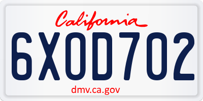 CA license plate 6XOD702