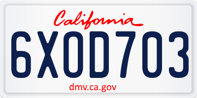 CA license plate 6XOD703