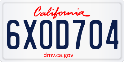 CA license plate 6XOD704