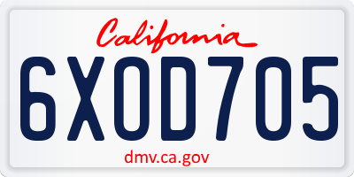 CA license plate 6XOD705