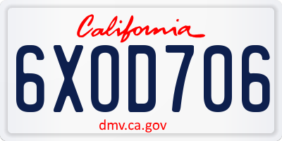 CA license plate 6XOD706