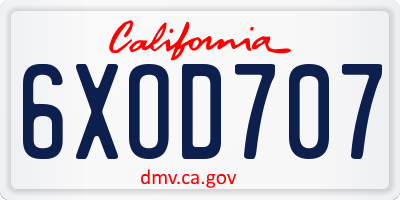 CA license plate 6XOD707