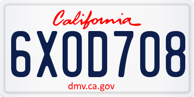 CA license plate 6XOD708