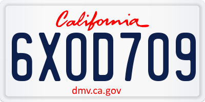 CA license plate 6XOD709