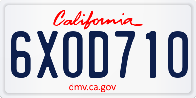 CA license plate 6XOD710