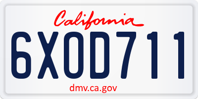 CA license plate 6XOD711