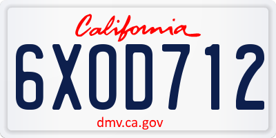 CA license plate 6XOD712