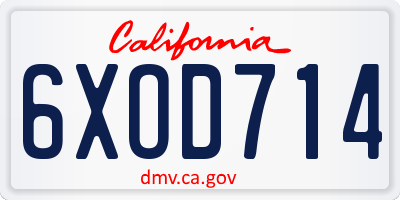 CA license plate 6XOD714