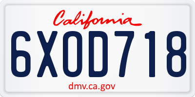 CA license plate 6XOD718