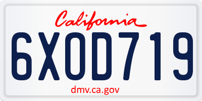 CA license plate 6XOD719