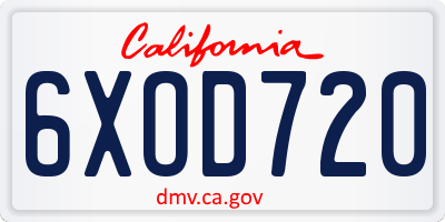 CA license plate 6XOD720