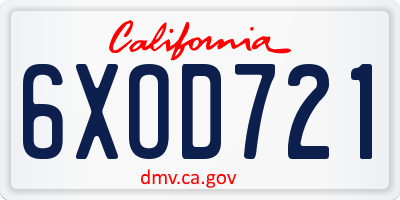 CA license plate 6XOD721