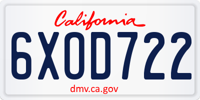 CA license plate 6XOD722