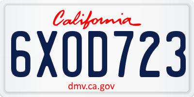 CA license plate 6XOD723