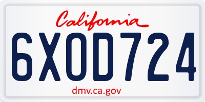 CA license plate 6XOD724