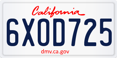 CA license plate 6XOD725