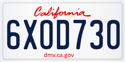 CA license plate 6XOD730
