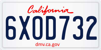 CA license plate 6XOD732