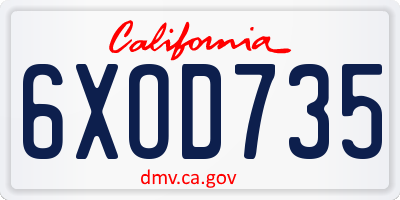 CA license plate 6XOD735