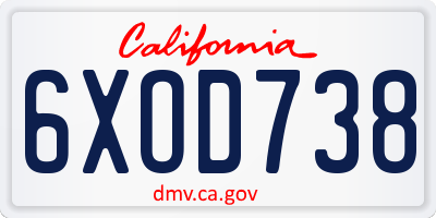 CA license plate 6XOD738