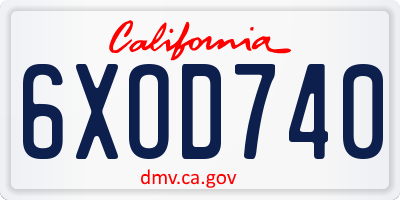 CA license plate 6XOD740