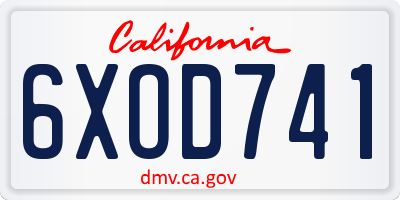 CA license plate 6XOD741