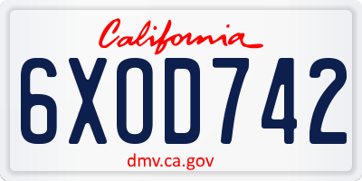 CA license plate 6XOD742