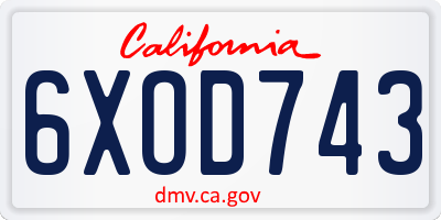 CA license plate 6XOD743