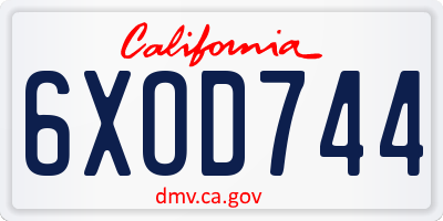 CA license plate 6XOD744