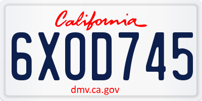 CA license plate 6XOD745