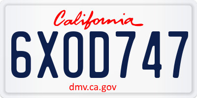 CA license plate 6XOD747