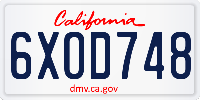 CA license plate 6XOD748