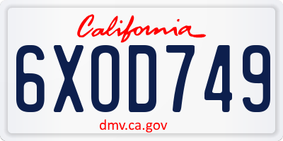 CA license plate 6XOD749